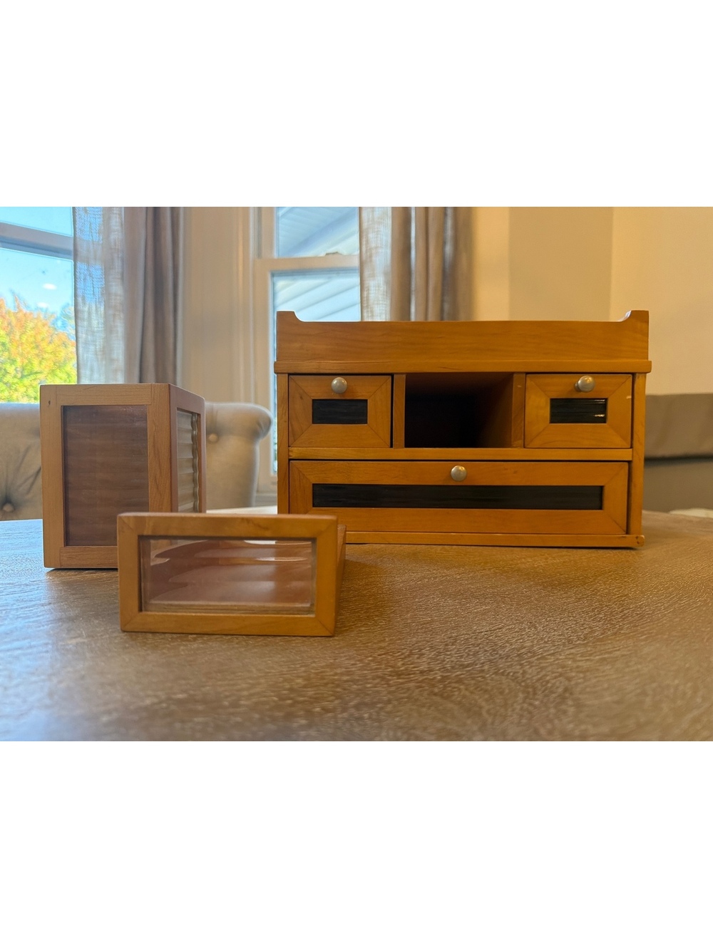 Vintage Levenger Solid Wood Modular Desktop Apothecary Cabinet Set